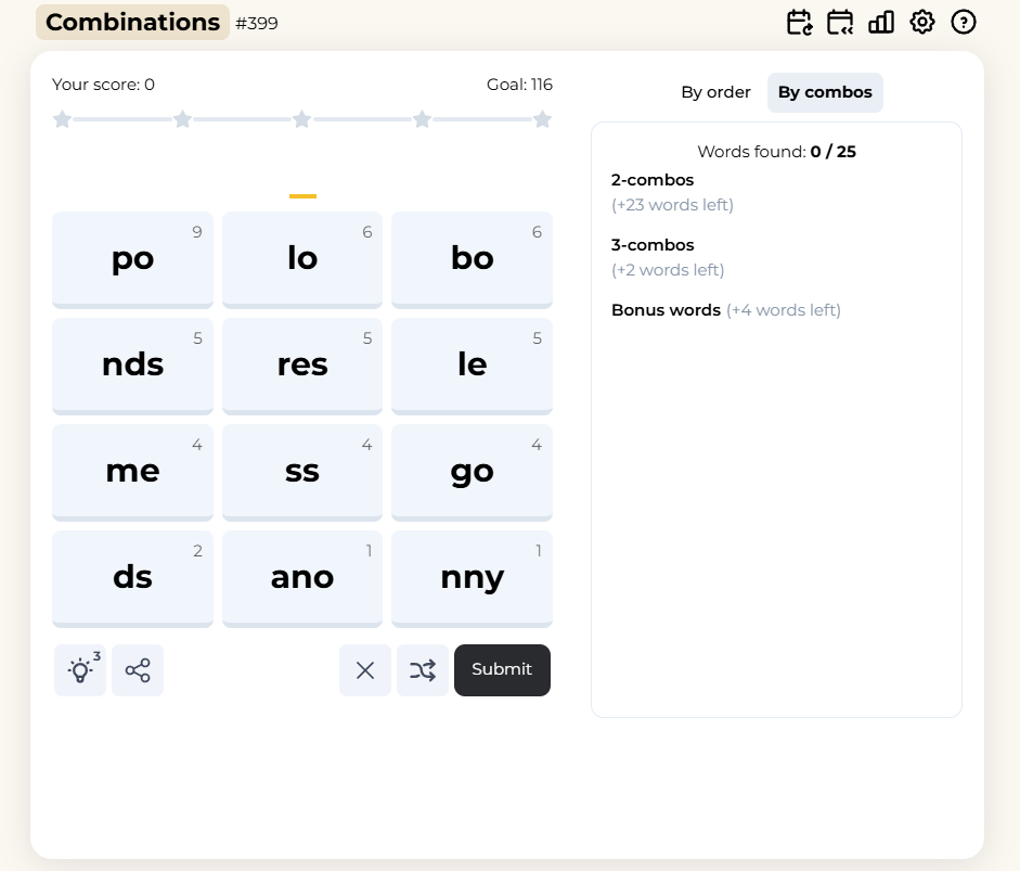 Visual guide illustrating how to make combinations using touch or mouse controls