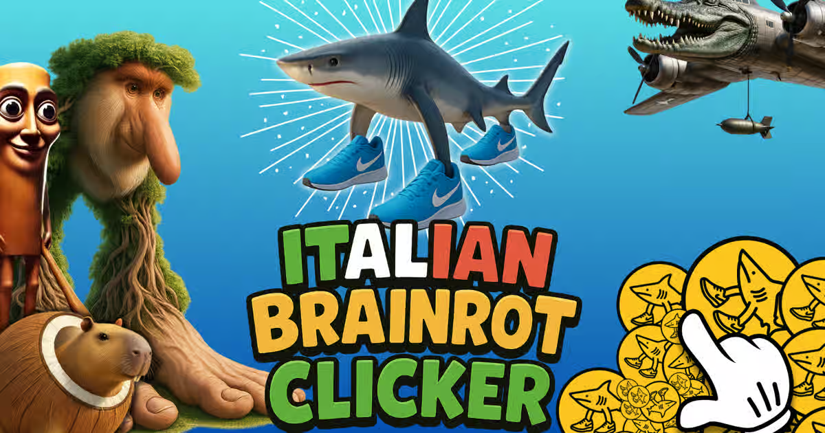 Gameplay screenshot of Brainrot Clicker showing escalating numbers and meme-themed upgrade icons