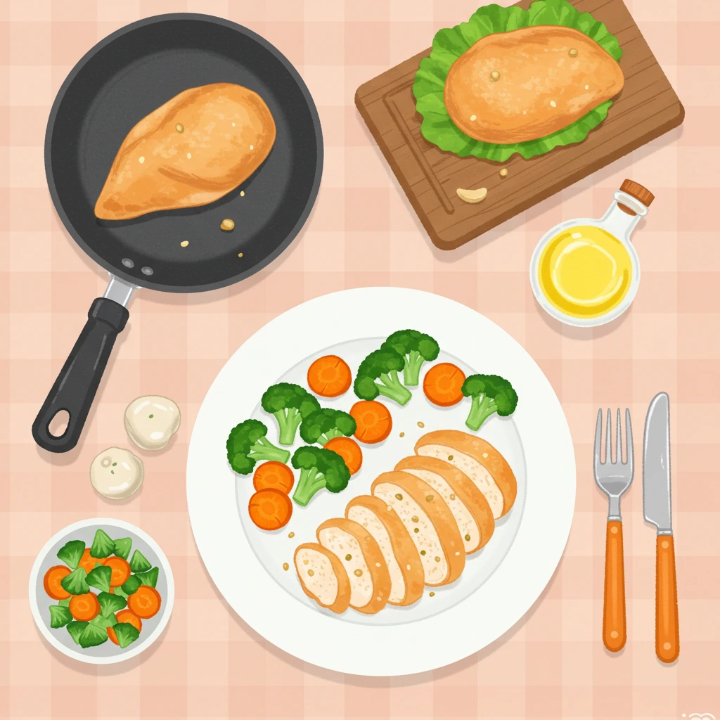 Pan-fried chicken with vegetables