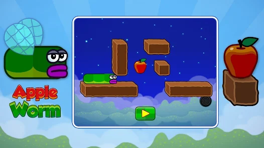 Visual guide illustrating Apple Worm controls and the concept of worm growth