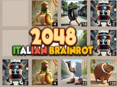 Visual guide for 2048 Italian Brainrot controls and merging mechanic