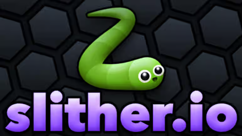 Slither.io game action screenshot showcasing multiple snakes in a vibrant arena