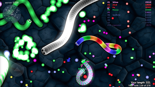 Visual guide illustrating Slither.io controls, such as mouse movement and speed boost
